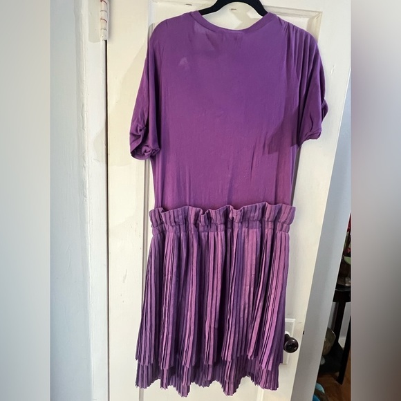 NWT See By Chloe Purple Mixed Media Pleated Dress US 10 - Picture 3 of 12
